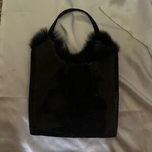 ANTONIO SCEPI~ITALY~BLACK/FUR~ MINI HANDBAG~